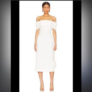 L'Academie Cohen White Off-Shoulder Pencil Dress